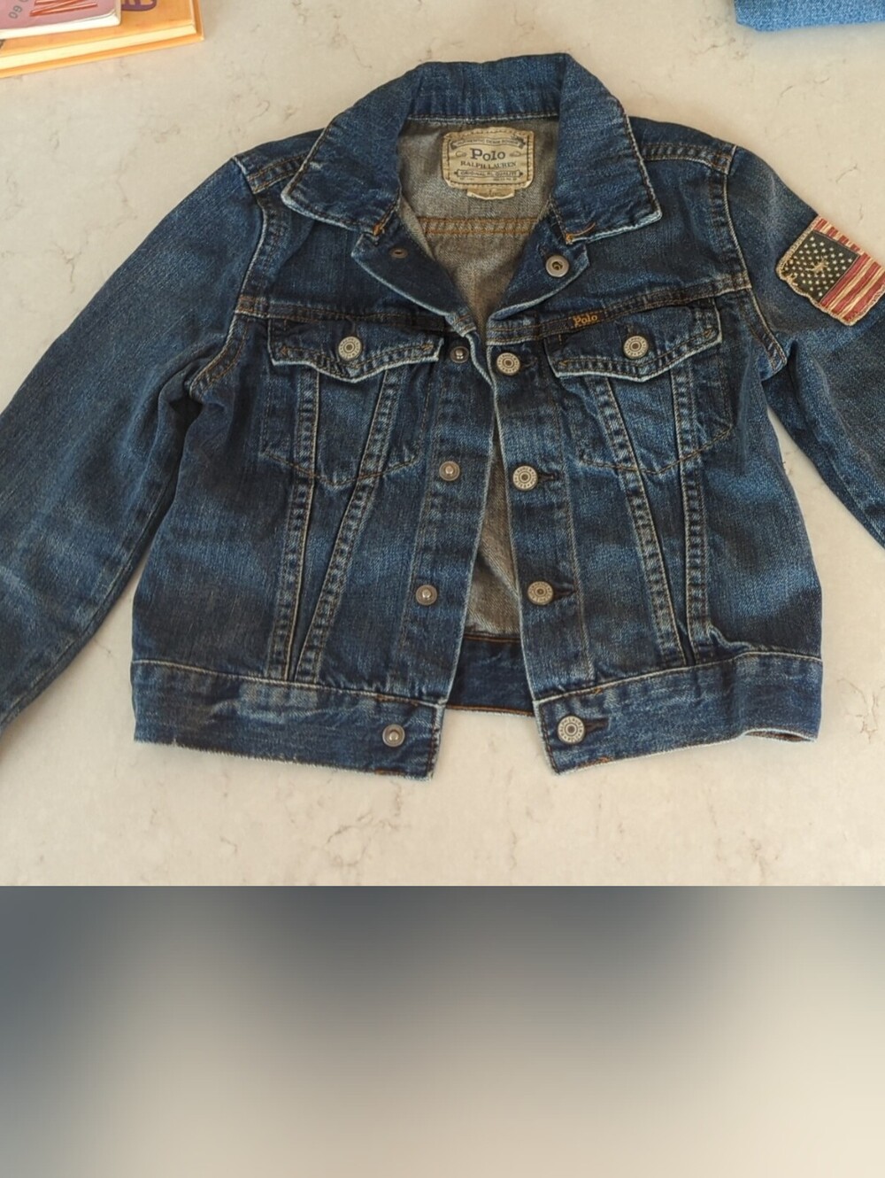 Polo by Ralph Lauren Kids Blue Denim Jacket with American Flag Patch